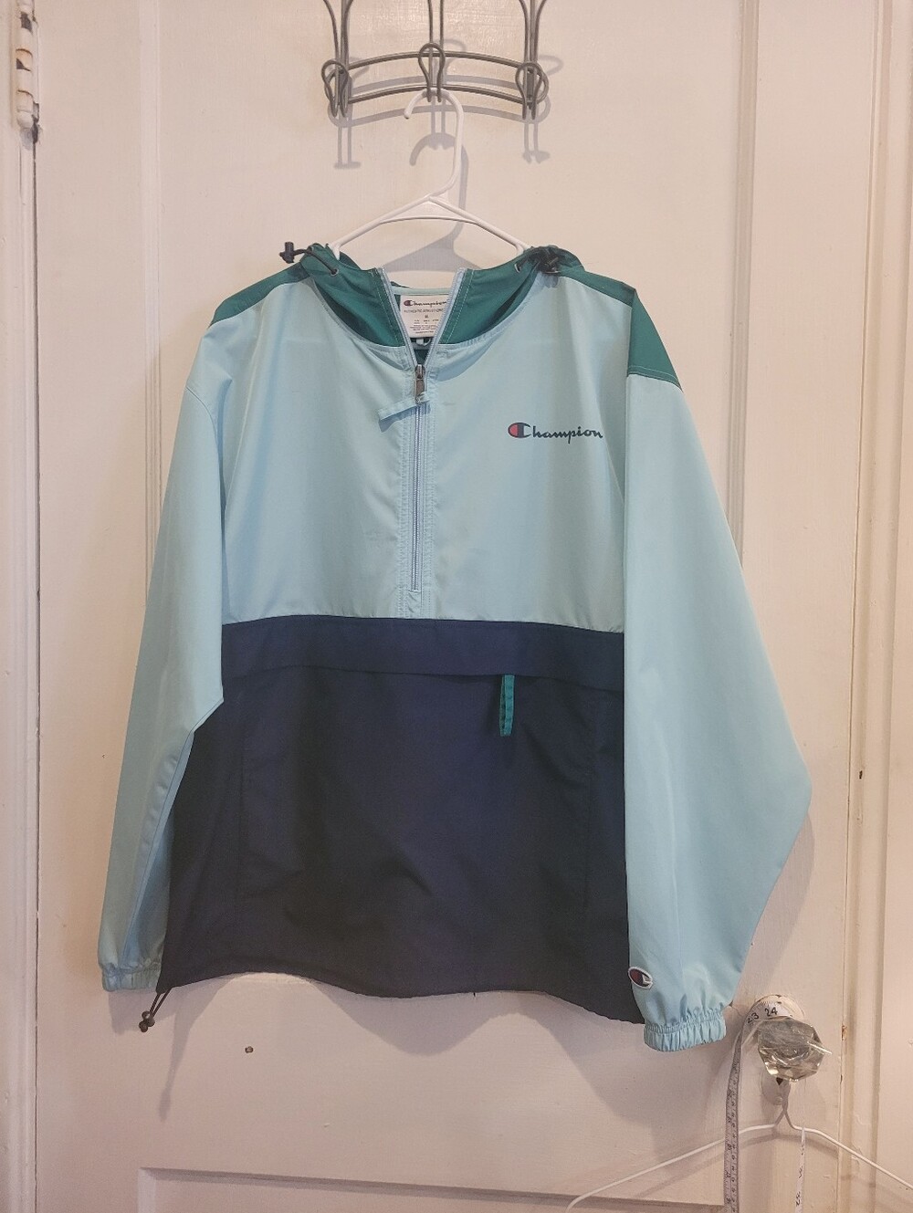 New Womens Size Medium Authentic Champion Pullover Half Zip Hooded Jacket